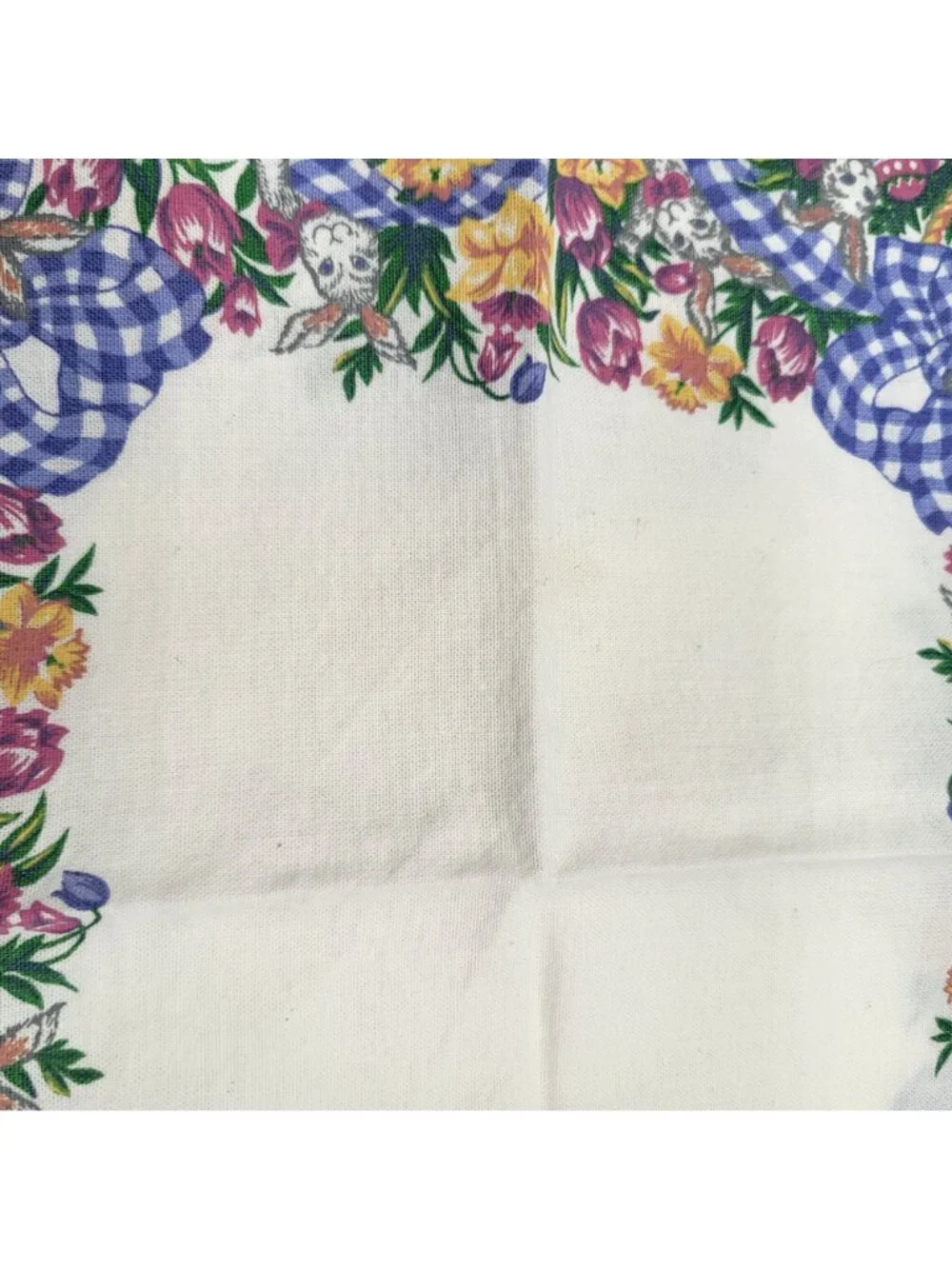 VTG 90s Easter Linens Napkins Set of 8 Picnic Country Spring Bunny Eggs Floral